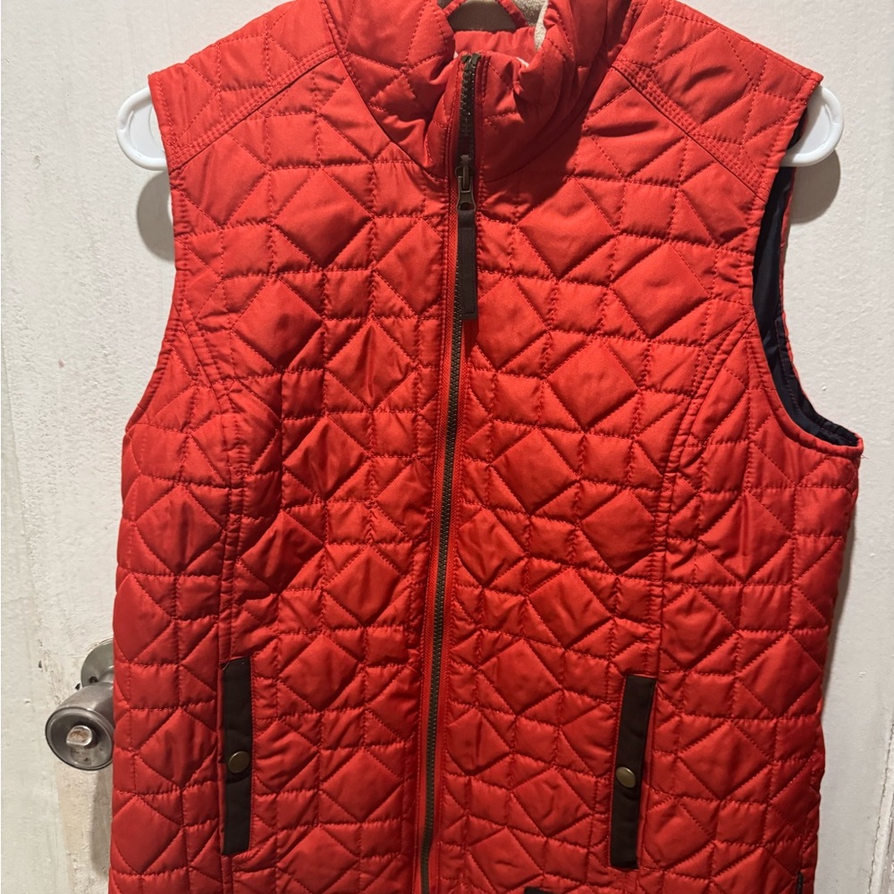 G.H. Bass & Co. Red Quilted Vest with Black Trim